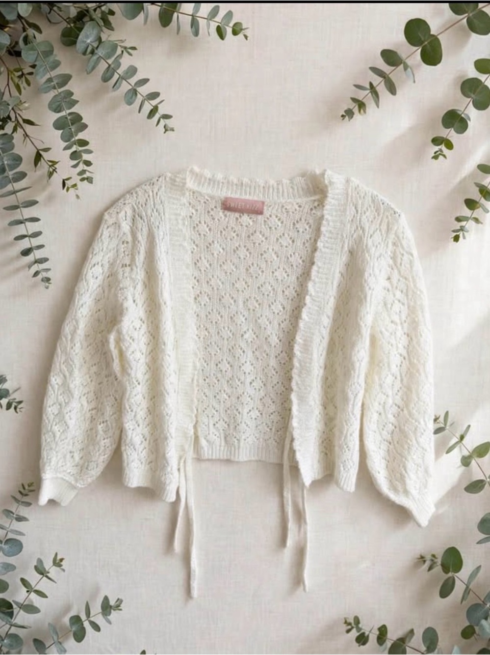 Hollister White Crochet Tie-Front Top with Light Blue Denim Mini Skirt - Picture 7 of 7